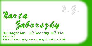 marta zaborszky business card